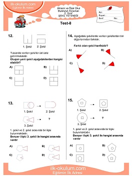 ilkokul 1. Sınıf Bilsem Zeka Testi 